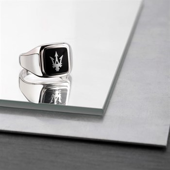 Maserati Ring Black & Steel Logo