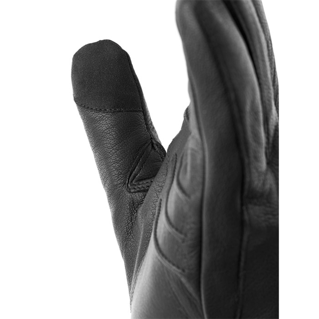 Sort Læder Handske med Finger-Touch og Foer.