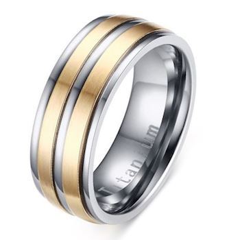 Titanium Herre Ring Duo Gold Line