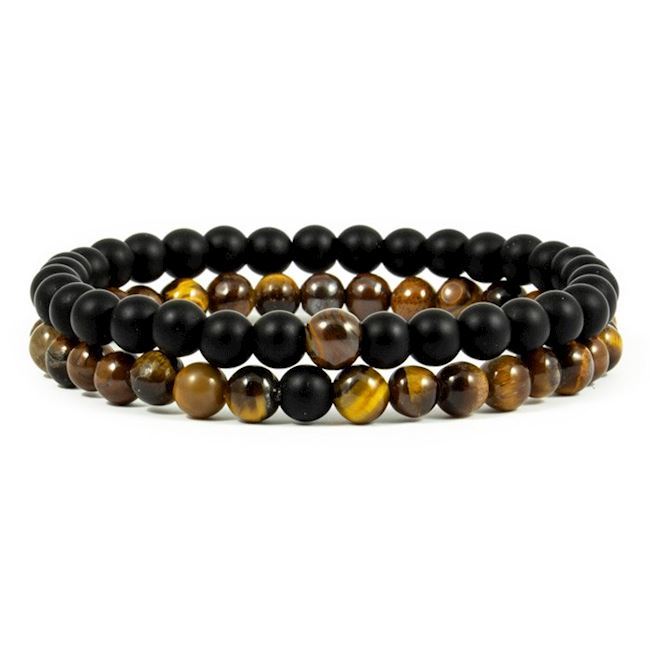 Armbånd Sæt Tiger Stone & Black