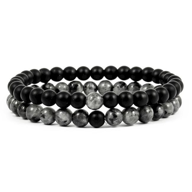 Armbånd Sæt Grey Stone & Black