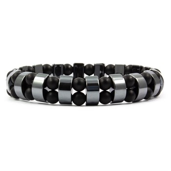 Armbånd Sort Agat & Hematite Sten