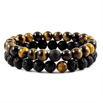 Armbånds Sæt Lava sten & Tiger Eye