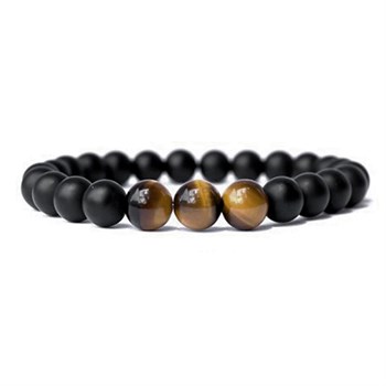 Armbånd Sten Agat Sort & Brun Tiger Eye