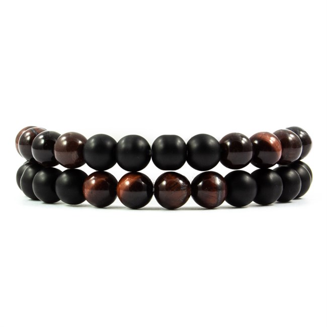 Armbånd Stone Agat & Rødbrun Tiger Eye