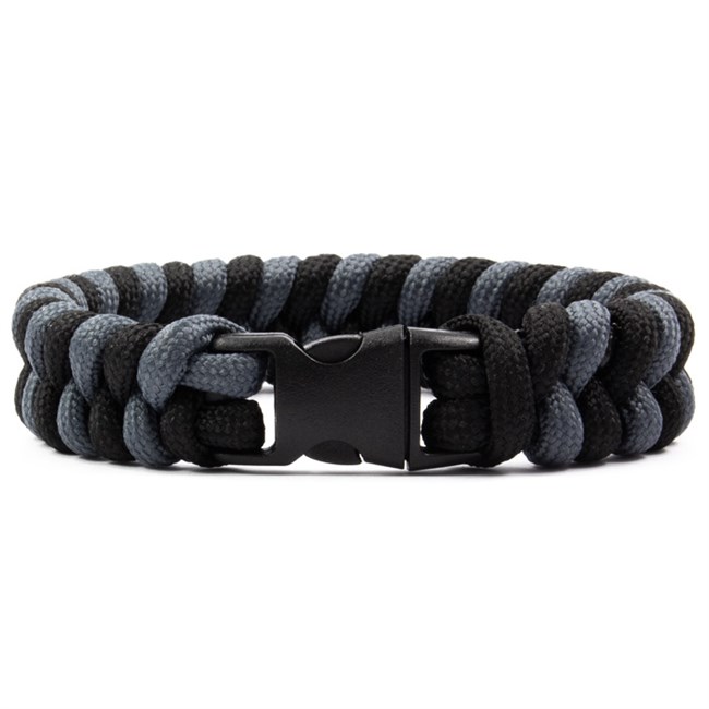 Armbånd Paracord 16mm Semi Wide Sort & Grå