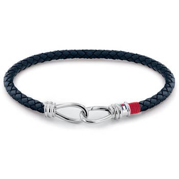 Armbånd Blå Tommy Hilfiger Flettet Læder Karabin Logo