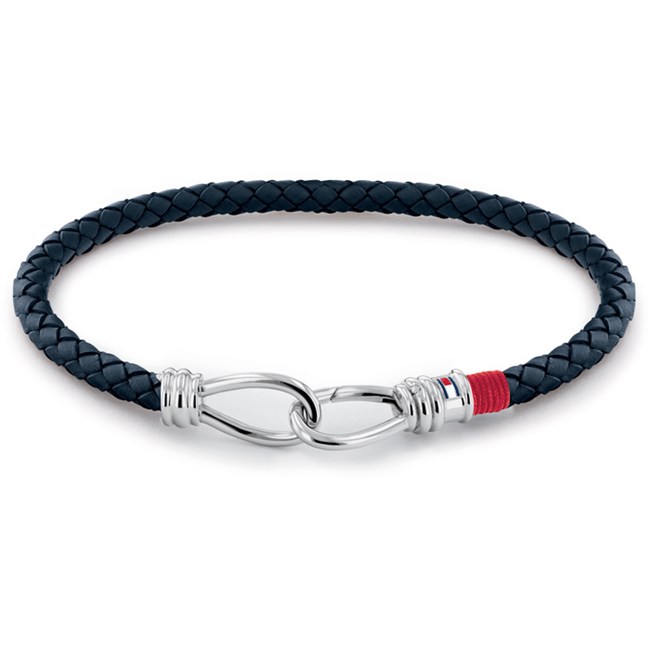 Armbånd Blå Tommy Hilfiger Flettet Læder Karabin Logo