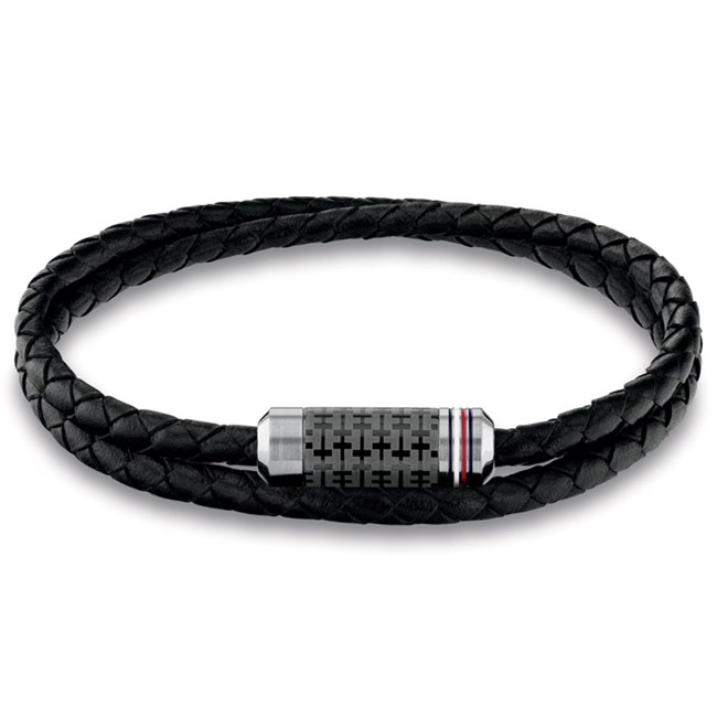 Tommy Hilfiger Dobbelt Armbånd Sort Læder