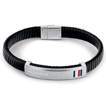 Snoet Læderarmbånd Tommy Hilfiger Sort