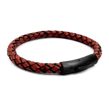 Herre Armbånd Loke Læder Smokey Red 6 mm