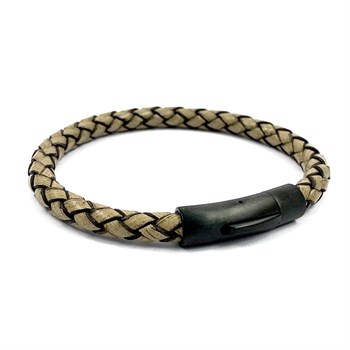 Herre Armbånd Loke Læder Olive Grey 6 mm