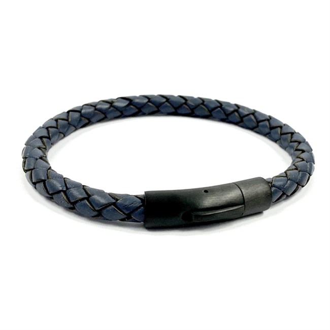 Herre Armbånd Loke Læder Navy Blå 6 mm