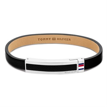 Elegant Tommy Hilfiger Armbånd Læder Sort