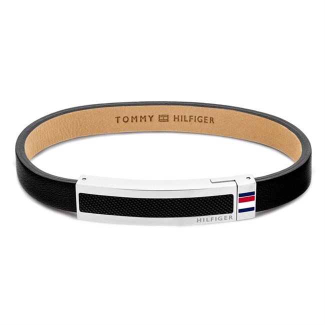 Elegant Tommy Hilfiger Armbånd Læder Sort