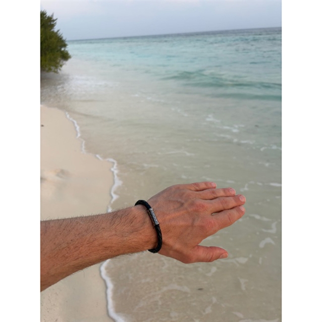 Armbånd Læder Sort Loke Halfdan 6 mm