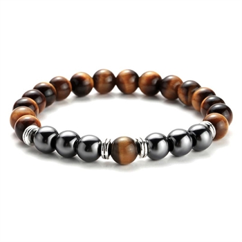 Armbånd Sten L-XXL Tiger Eye & Hermatit