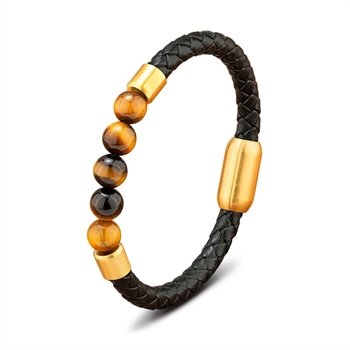 Lækkert læder og tiger eye armbånd.