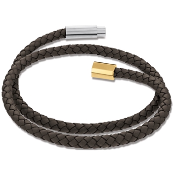 Flot dobbelt brunt læder armbånd fra Calvin Klein.