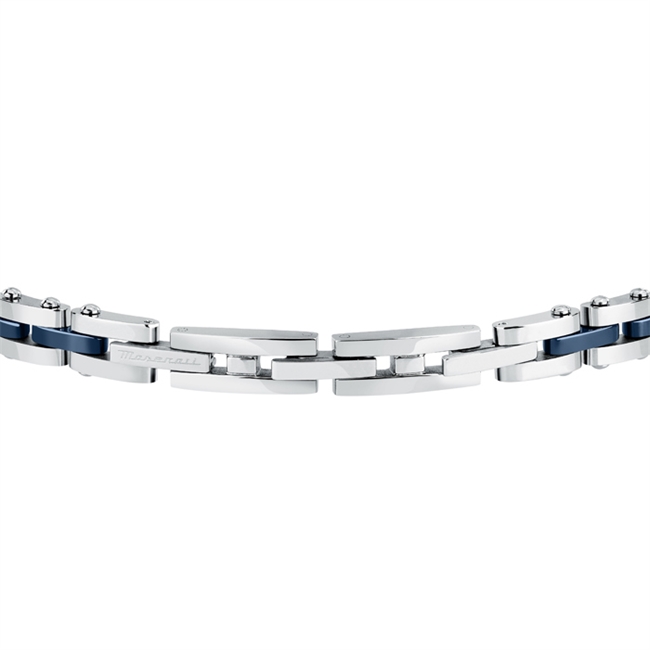 Lækkert armbånd i blå og sølvtone med guld detaljer fra Maserati.