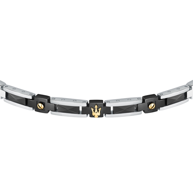 Maserati Sort og Sølvtone Armbånd med Logo