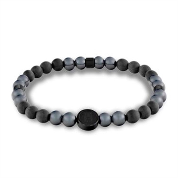 Elastisk armbånd i grå og sorte perler fra Tommy Hilfiger.