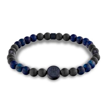 Elastisk armbånd i blå og sorte perler fra Tommy Hilfiger.
