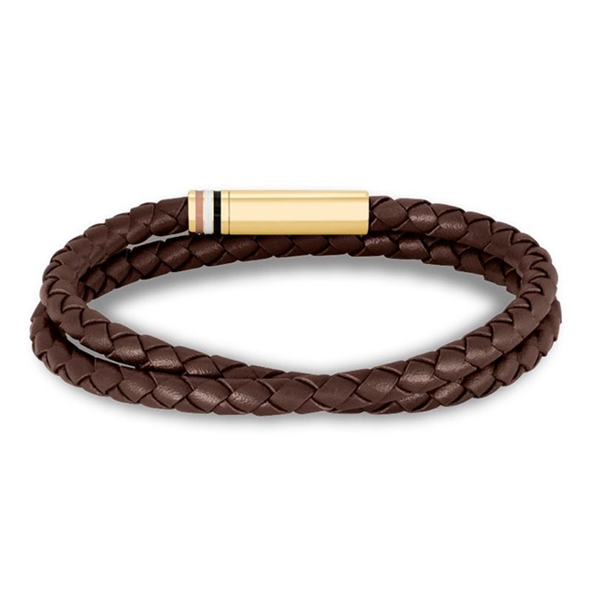 Flot brunt dobbelt læder armbånd fra BOSS.