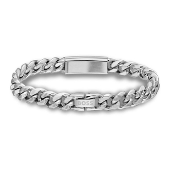 Stilfuldt armbånd i sølvtone med logo fra BOSS