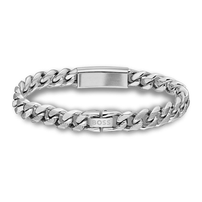Stilfuldt armbånd i sølvtone med logo fra BOSS
