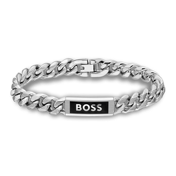 Stilfuldt armbånd i sølvtone med logo fra BOSS