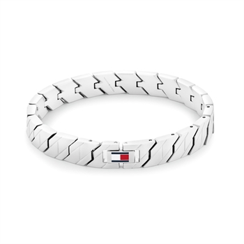 Moderne sølvtonet armbånd med logo fra Tommy Hilfiger