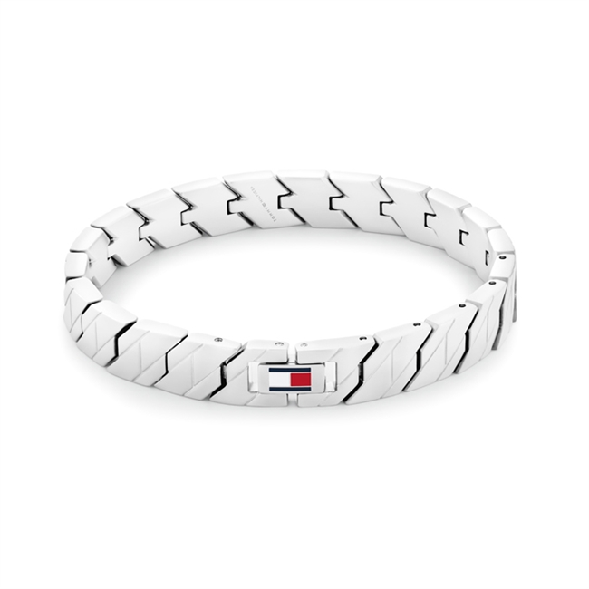 Moderne sølvtonet armbånd med logo fra Tommy Hilfiger