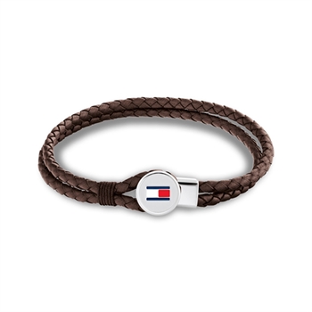 Lækkert læder armbånd i brun med stål lukning fra Tommy Hilfiger