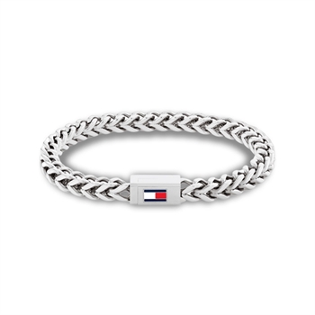Lækkert sølvtonet armbånd med logo fra Tommy Hilfiger