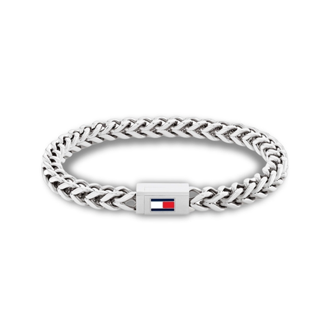 Lækkert sølvtonet armbånd med logo fra Tommy Hilfiger