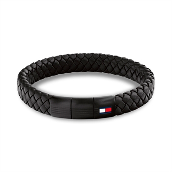 Lækkert læder armbånd i sort med magnetlås af stål fra Tommy Hilfiger
