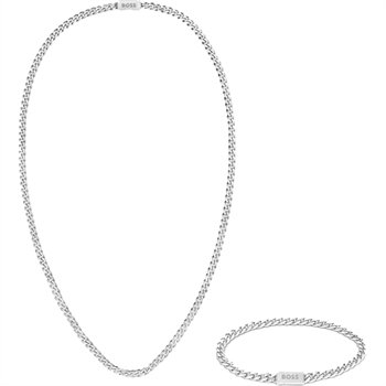 Boss Armbånd & Halskæde Sæt Sølvtonet