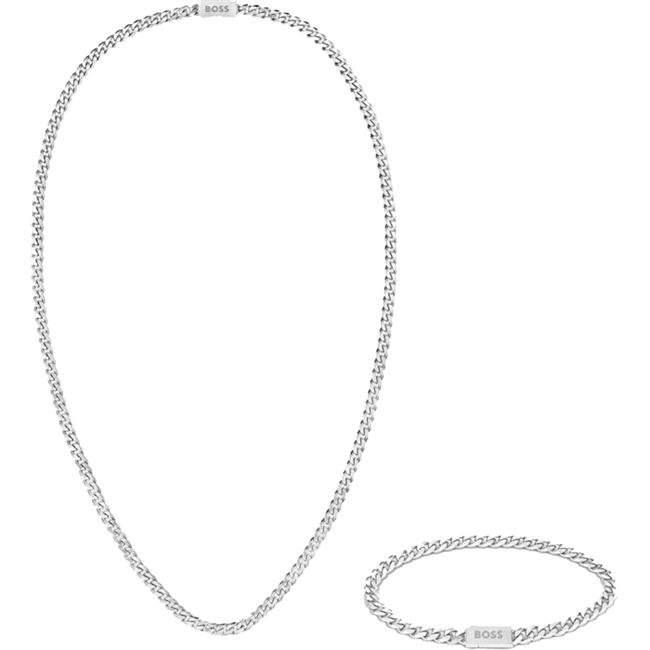 Boss Armbånd & Halskæde Sæt Sølvtonet