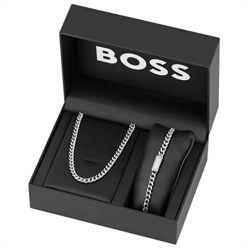 Boss Armbånd & Halskæde Sæt Sølvtonet