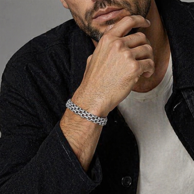 Armbånd Lænke Sølvtonet 11 mm