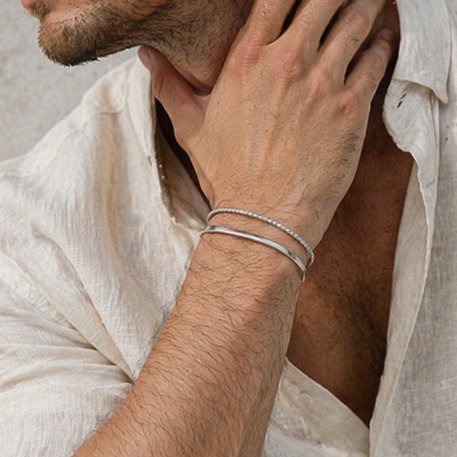 Armbånd med Dobbeltkæde Sølvtonet stål