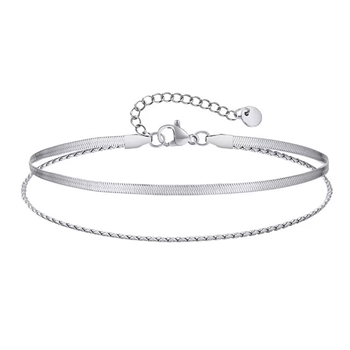 Armbånd med Dobbeltkæde Sølvtonet stål