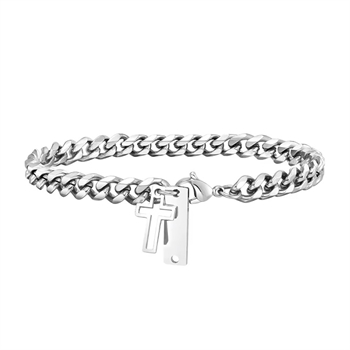 Armbånd 7mm med Kors vedhæng