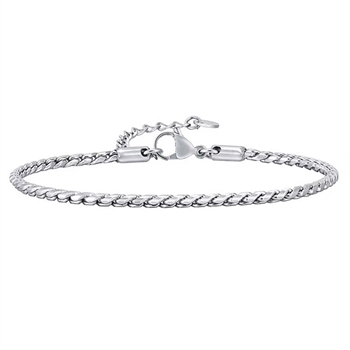 Armbånd Sølvtonet Snoet Kæde 3mm