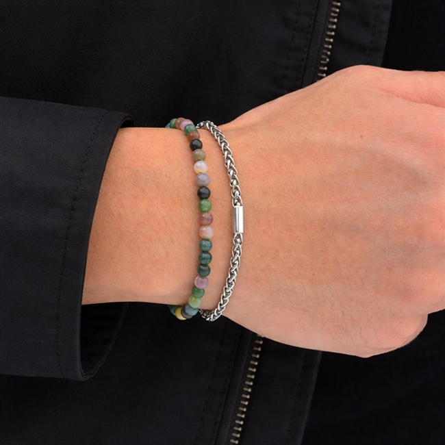 Armbånd sæt Perler og Sølvtonet stål med vedhæng