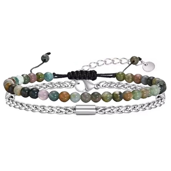 Armbånd sæt Perler og Sølvtonet stål med vedhæng