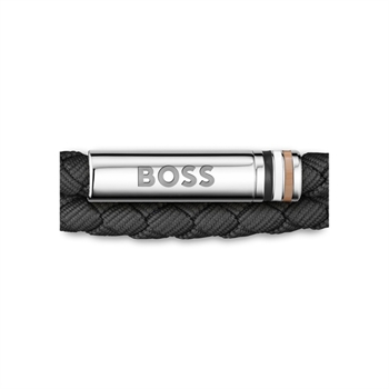 Pænt sort dobbelt læder armbånd fra BOSS