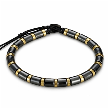 Perle armbånd Hermatit sten Darkgrey & Gold
