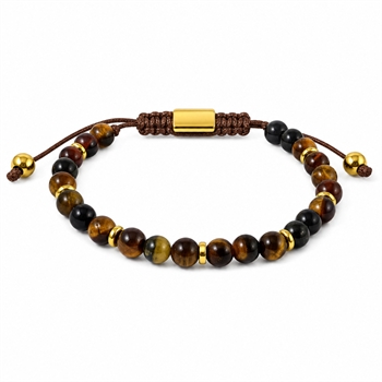 Perlearmbånd Tiger Eye Sten & Stål Justerbart